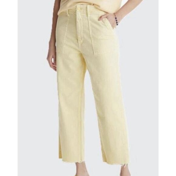 MOTHER Straight Patch Pocket Ankle Fray Jeans, Size 28, Butter Yellow Fall Denim - Picture 4 of 16